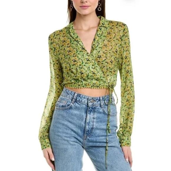 FAVORITE DAUGHTER Lover Floral Chiffon Wrap Crop Top Neiman Marcus S $188 - Picture 14 of 14